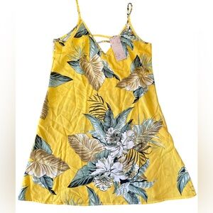 Yellow Floral Spaghetti Strap Dress